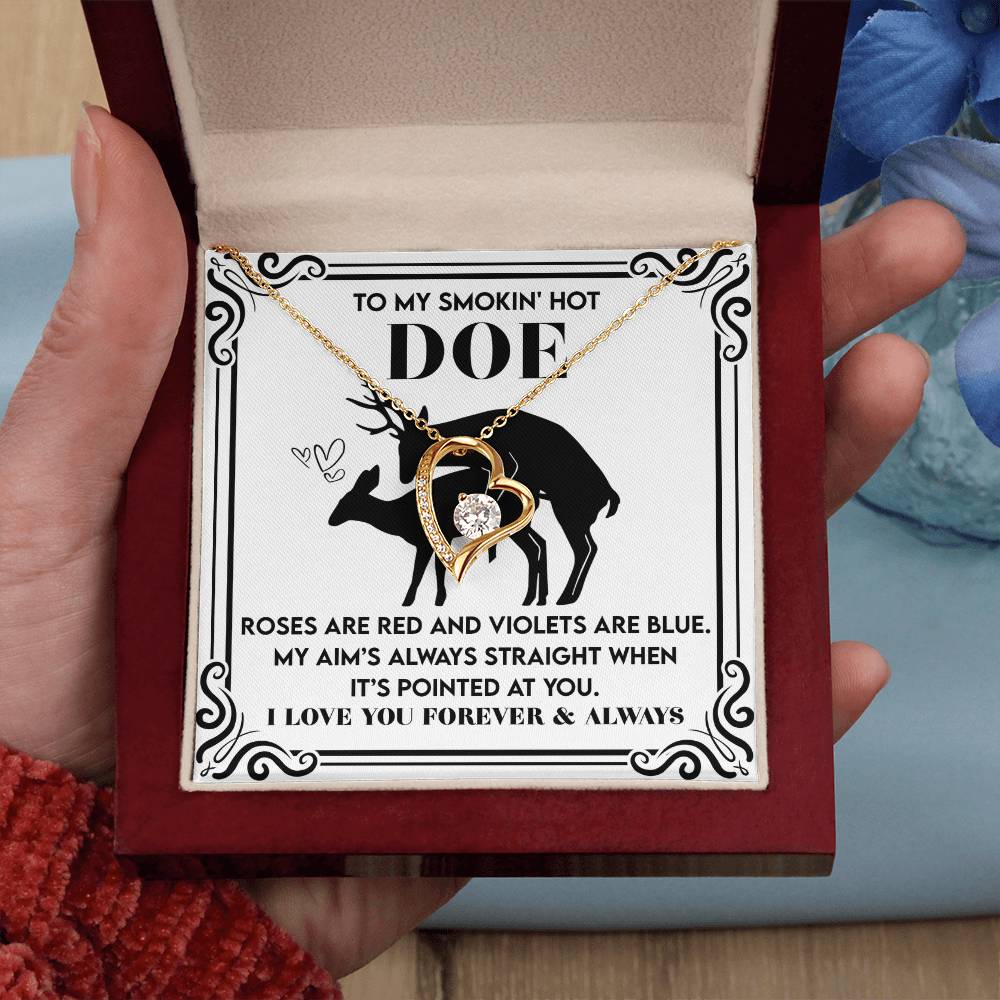 To My Smokin’ Hot Doe: Heart Necklace for the One You’ll Love Forever - Mallard Moon Gift Shop