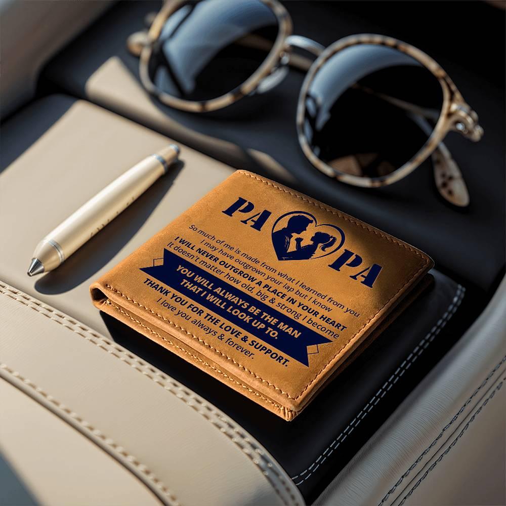 Gift for Papa - Never Outgrow Your Heart Genuine Cowhide Leather Wallet - Mallard Moon Gift Shop