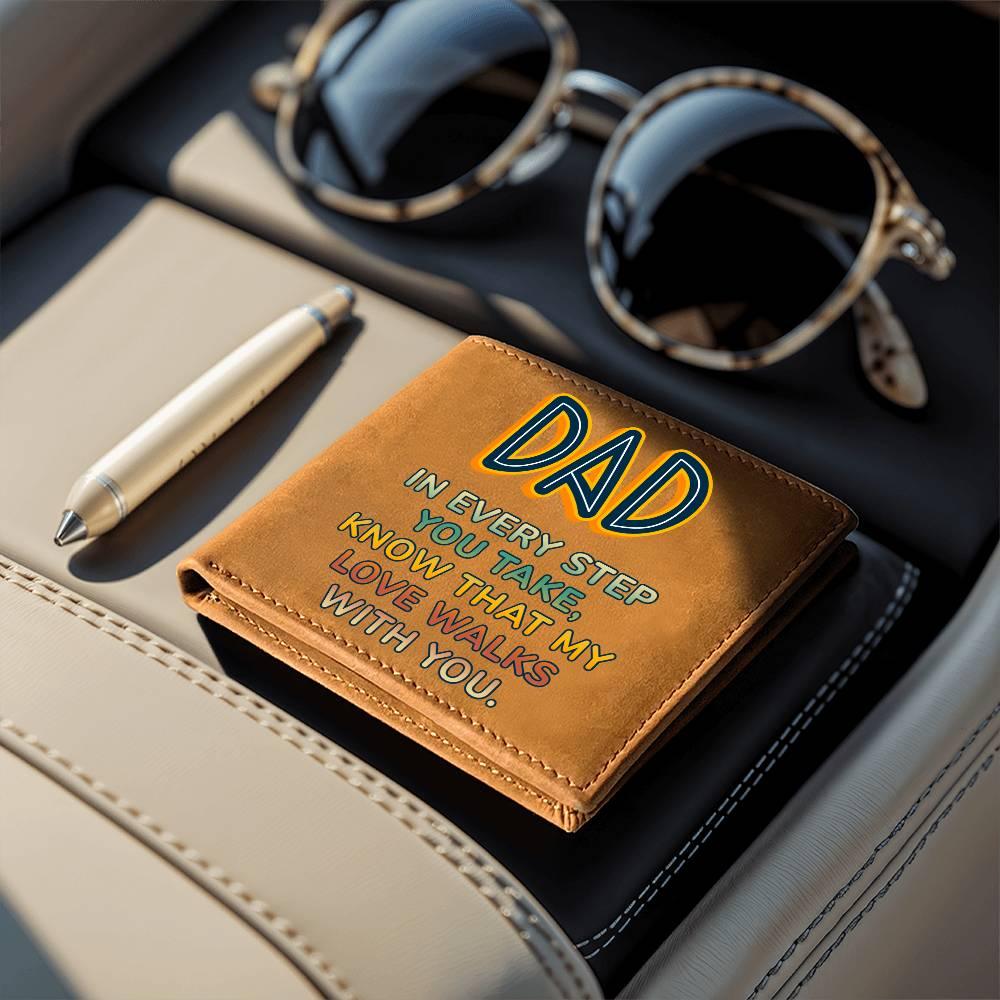 Gift for Dad - In Every Step Love Walks With You Genuine Cowhide Leather Wallet - Mallard Moon Gift Shop