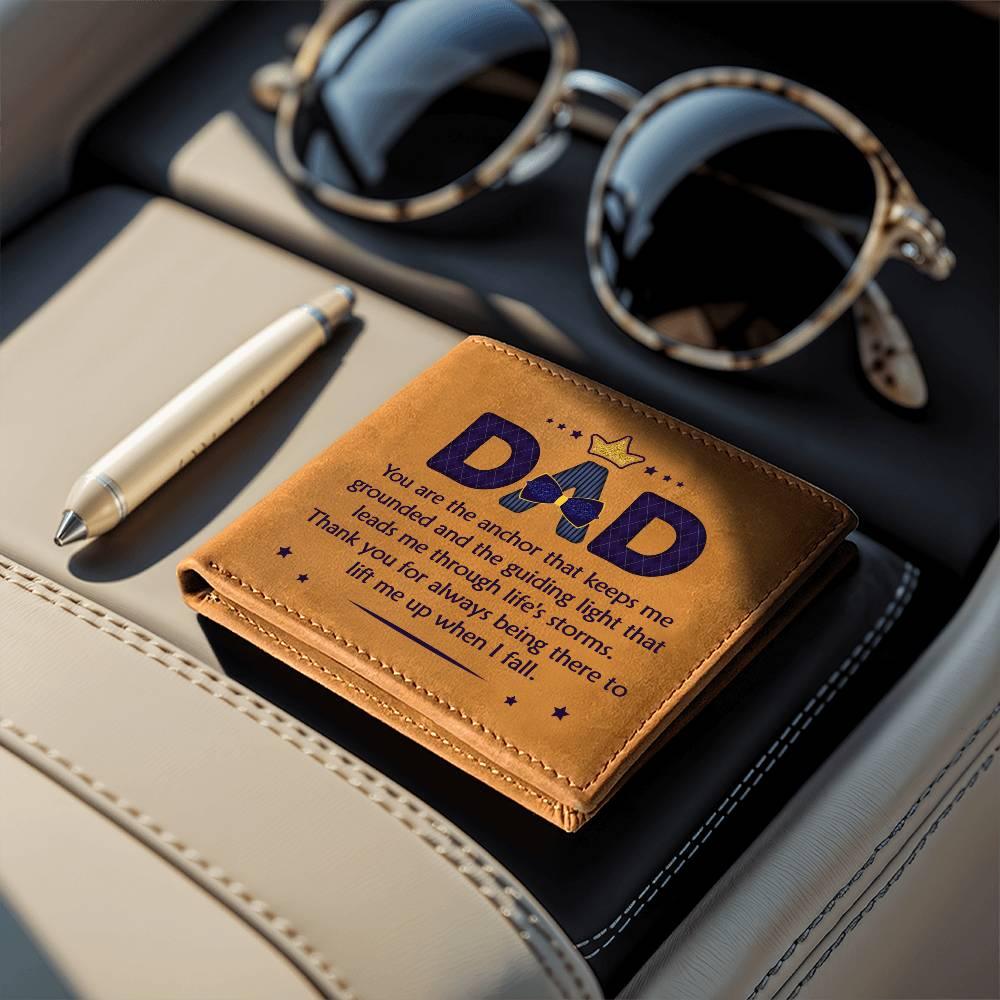 Gift for Dad You Are the Anchor Genuine Cowhide Leather Wallet - Mallard Moon Gift Shop