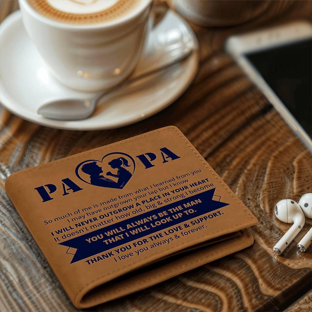 Gift for Papa - Never Outgrow Your Heart Genuine Cowhide Leather Wallet - Mallard Moon Gift Shop