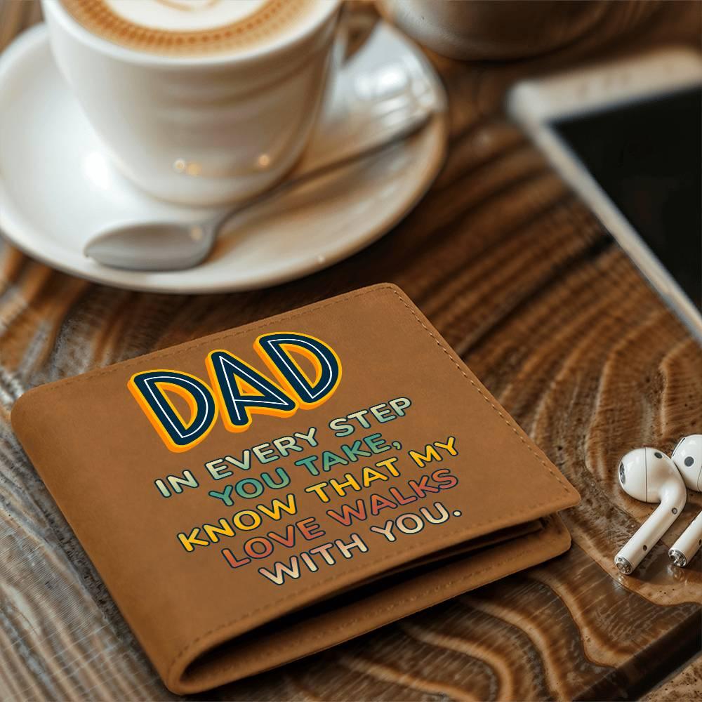Gift for Dad - In Every Step Love Walks With You Genuine Cowhide Leather Wallet - Mallard Moon Gift Shop