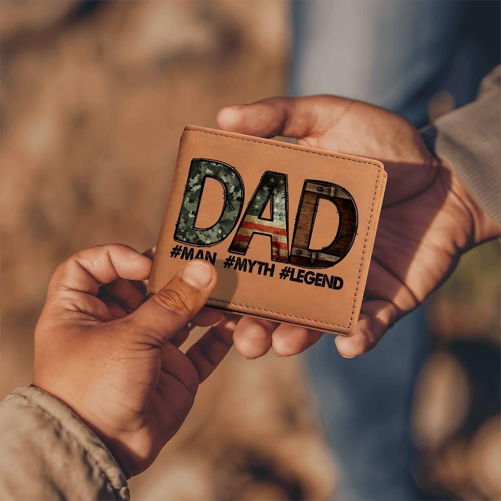 DAD Custom Printed Leather Wallet - Man - Myth - Legend - Mallard Moon Gift Shop