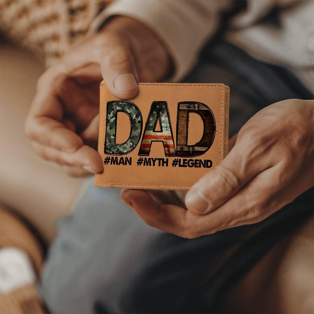 DAD Custom Printed Leather Wallet - Man - Myth - Legend - Mallard Moon Gift Shop