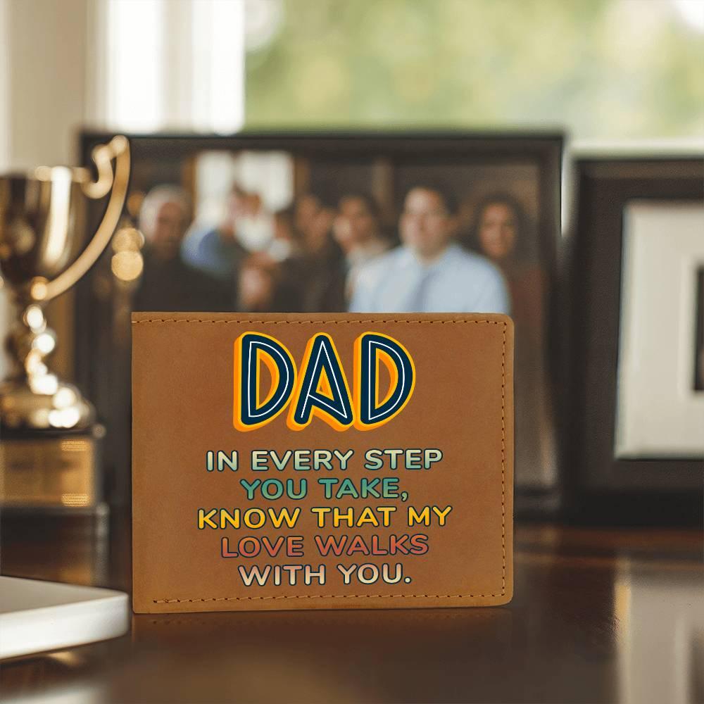 Gift for Dad - In Every Step Love Walks With You Genuine Cowhide Leather Wallet - Mallard Moon Gift Shop