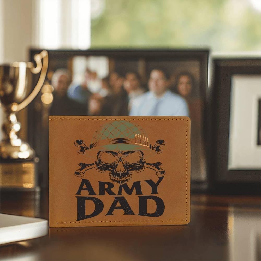 Army Dad Graphic Custom Leather Wallet - Mallard Moon Gift Shop