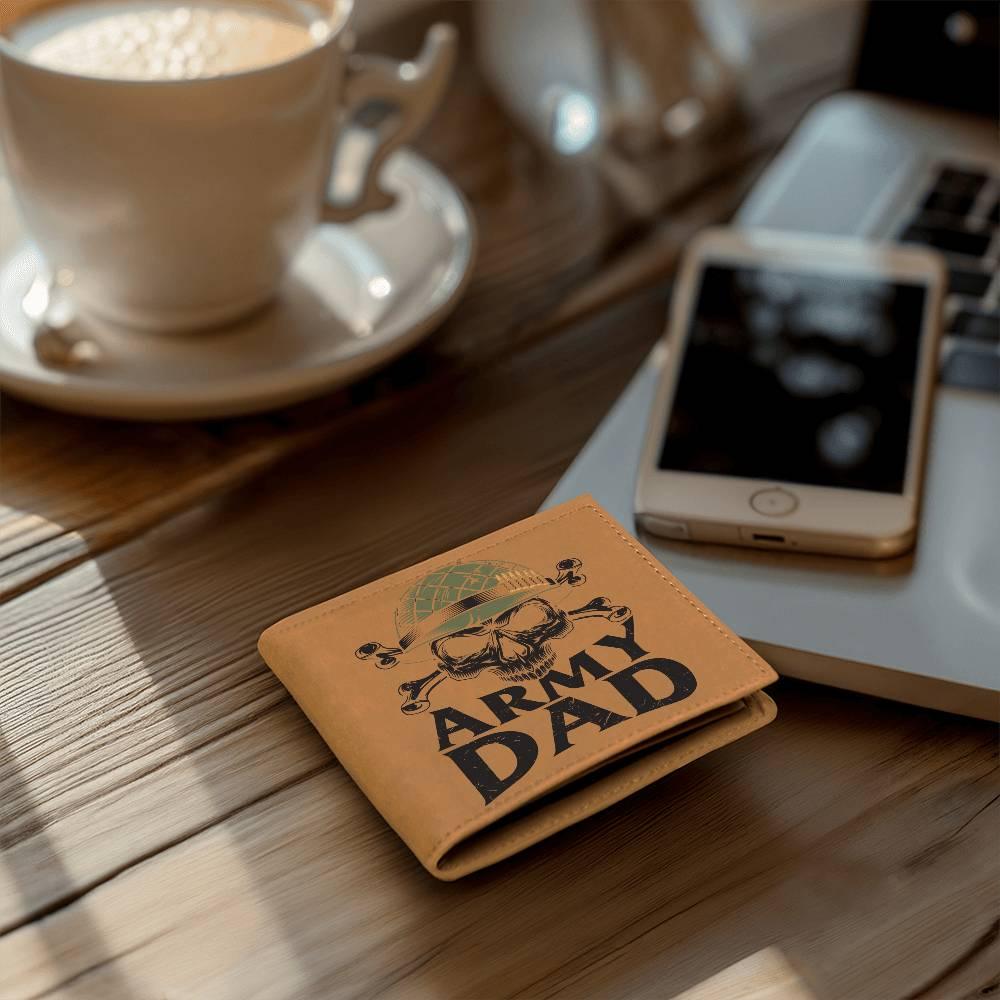 Army Dad Graphic Custom Leather Wallet - Mallard Moon Gift Shop