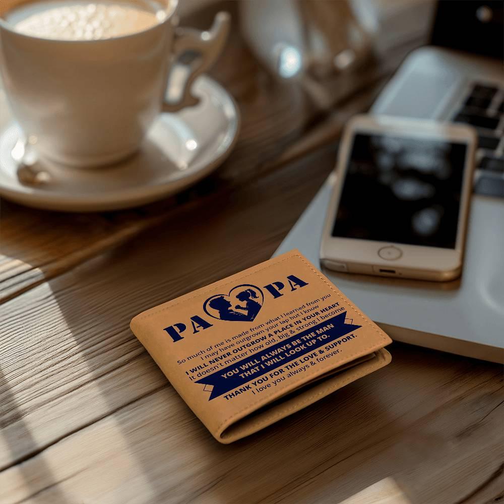 Gift for Papa - Never Outgrow Your Heart Genuine Cowhide Leather Wallet - Mallard Moon Gift Shop