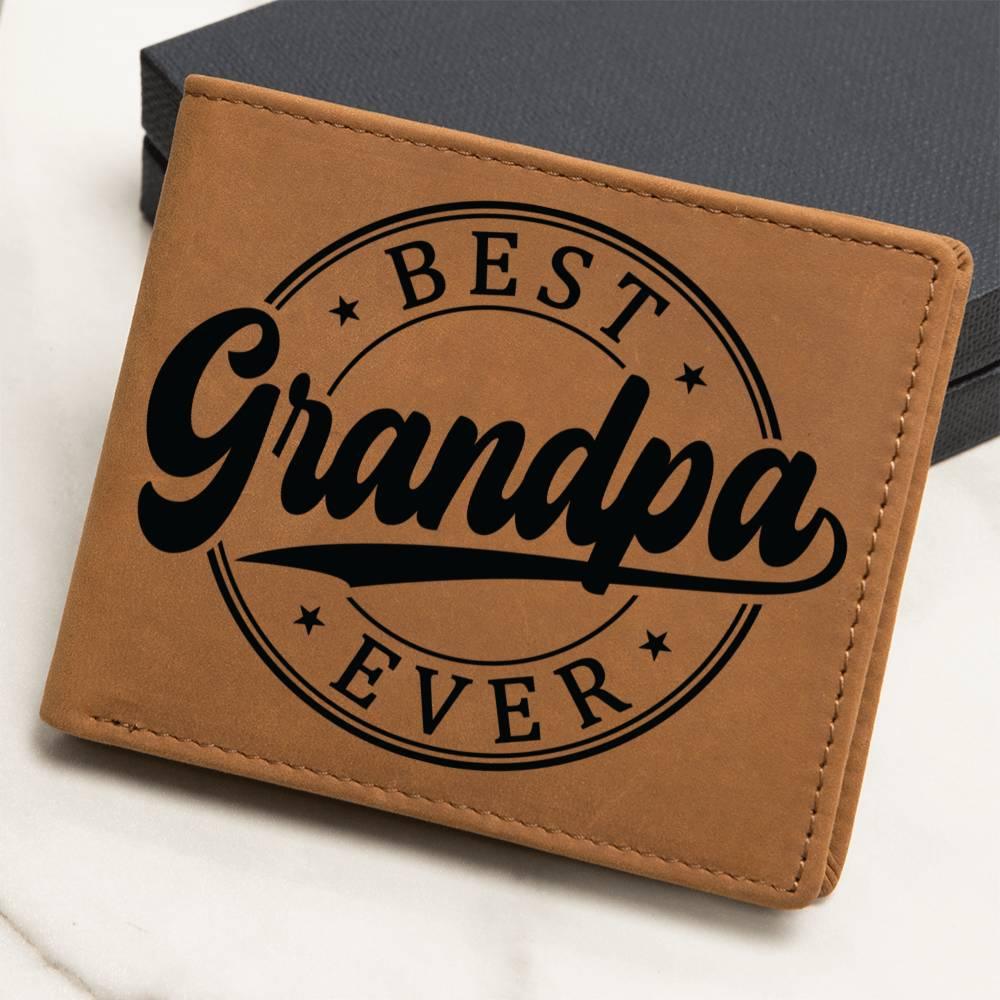 Grandfather Gift - Best Grandpa Ever Genuine Cowhide Leather Wallet - Mallard Moon Gift Shop