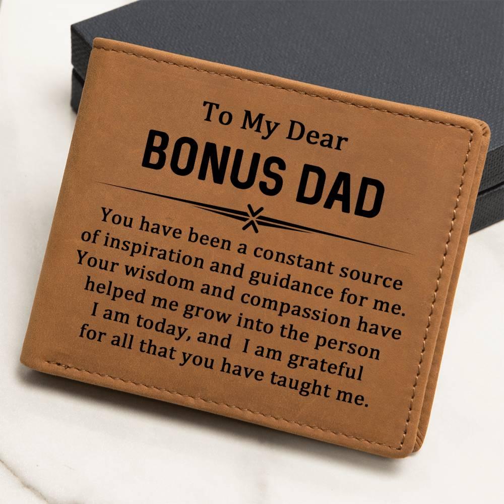 Gift for Bonus Dad Leather Wallet - Mallard Moon Gift Shop