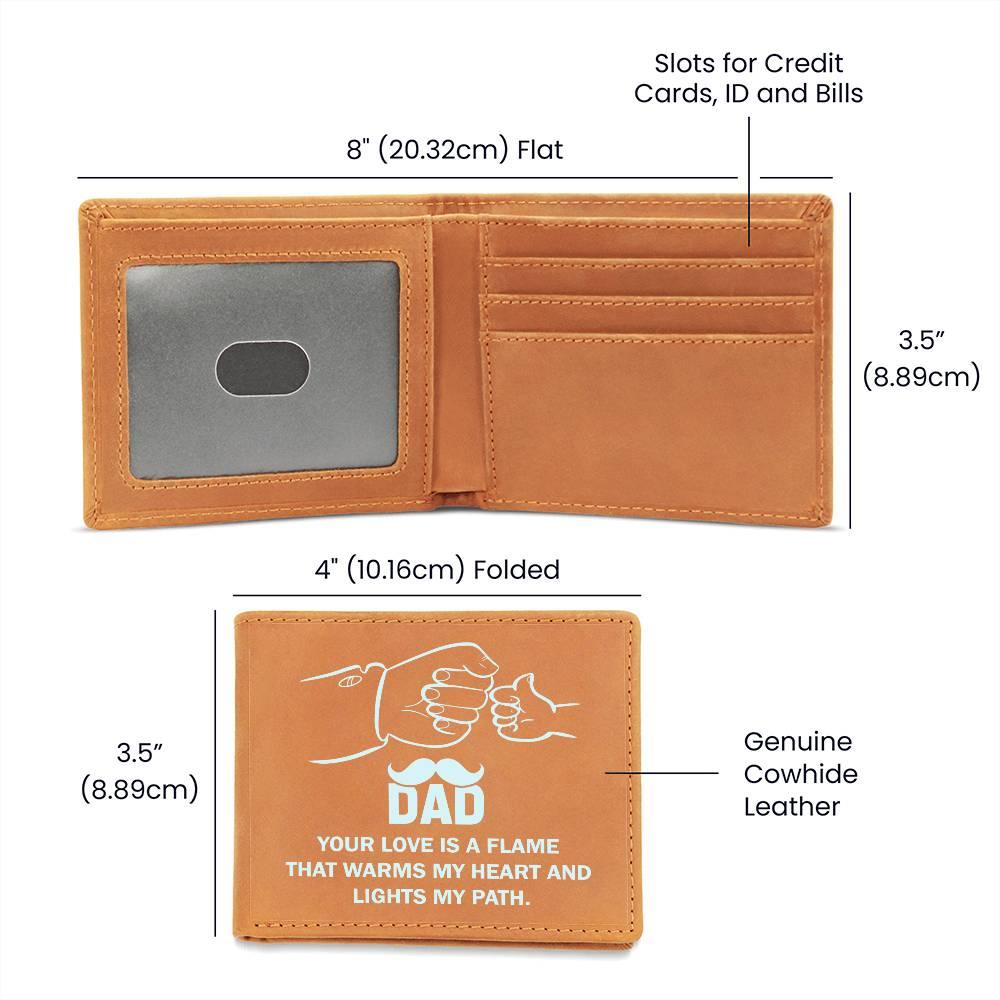 Dad Your Love is a Flame that Warms My Heart Genuine Cowhide Leather Wallet - Mallard Moon Gift Shop
