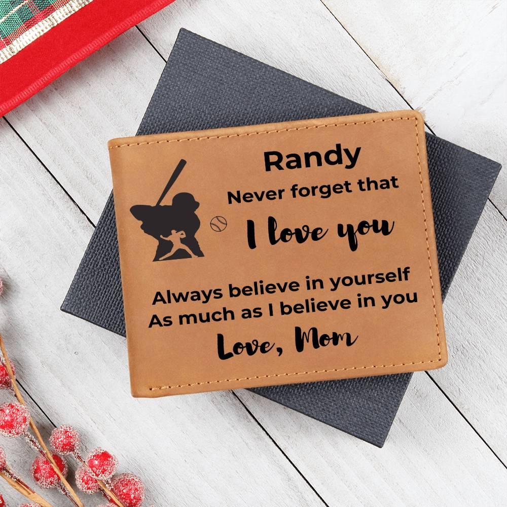 Baseball Custom Printed Believe in Yourself Cowhide Leather Men's Wallet - Mallard Moon Gift Shop