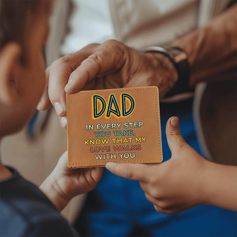 Gift for Dad - In Every Step Love Walks With You Genuine Cowhide Leather Wallet - Mallard Moon Gift Shop