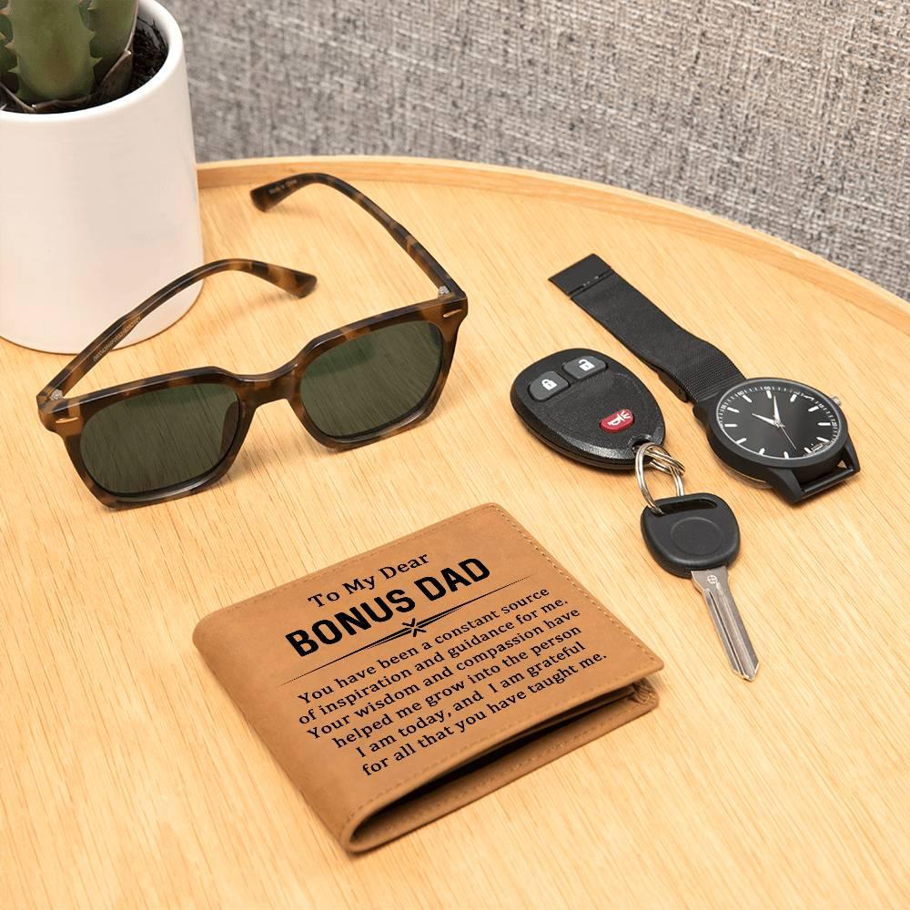 Gift for Bonus Dad Leather Wallet - Mallard Moon Gift Shop