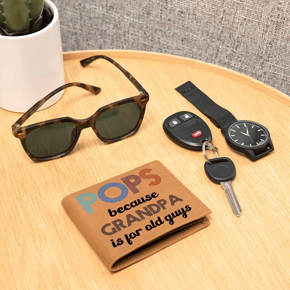 POPS Because Grandpa is for Older Guys Leather Wallet - Mallard Moon Gift Shop
