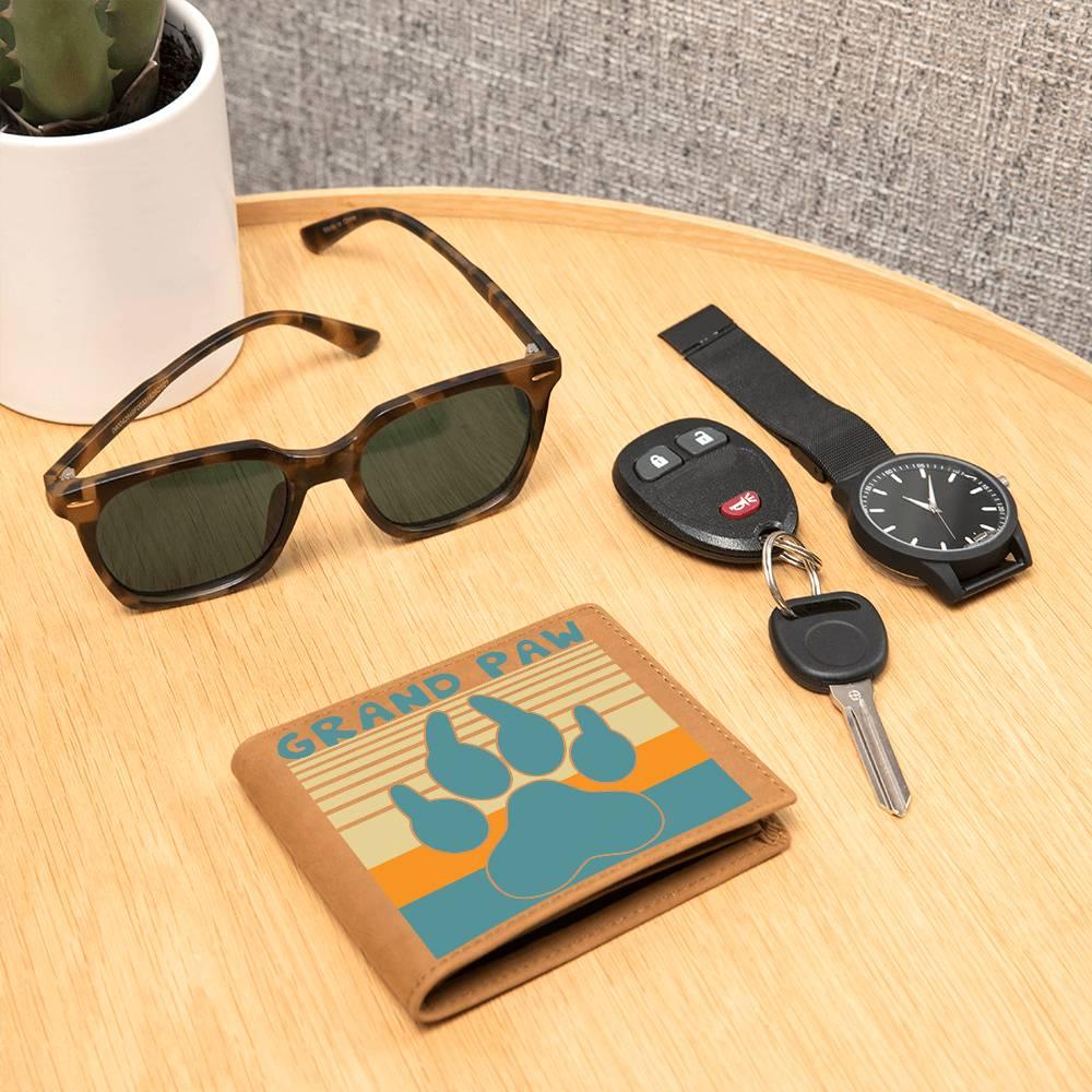 Grand Paw Leather Wallet Gift for Grandfather - Mallard Moon Gift Shop