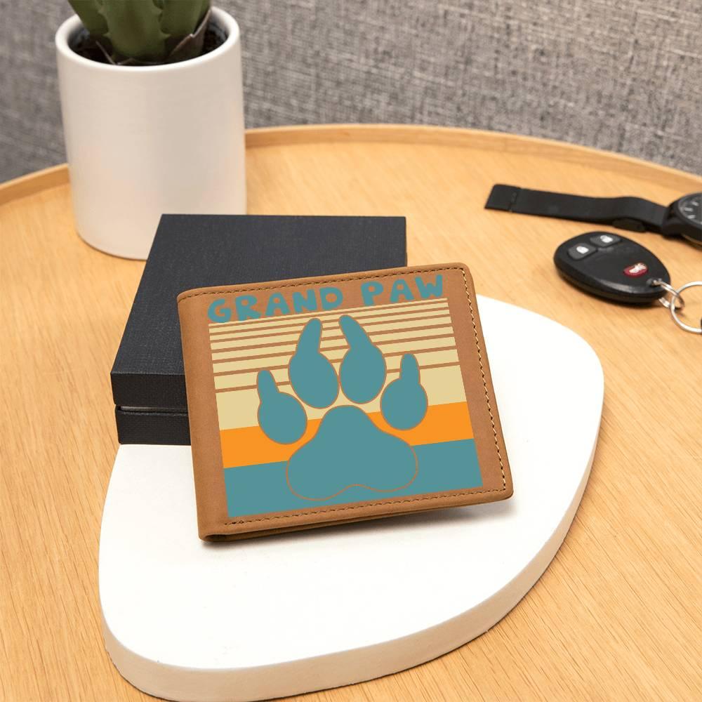 Grand Paw Leather Wallet Gift for Grandfather - Mallard Moon Gift Shop