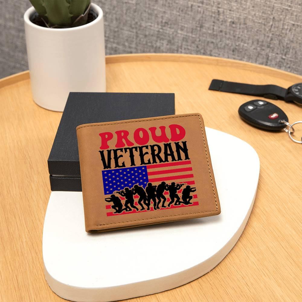 Proud Veteran Genuine Cowhide Leather Wallet - Mallard Moon Gift Shop