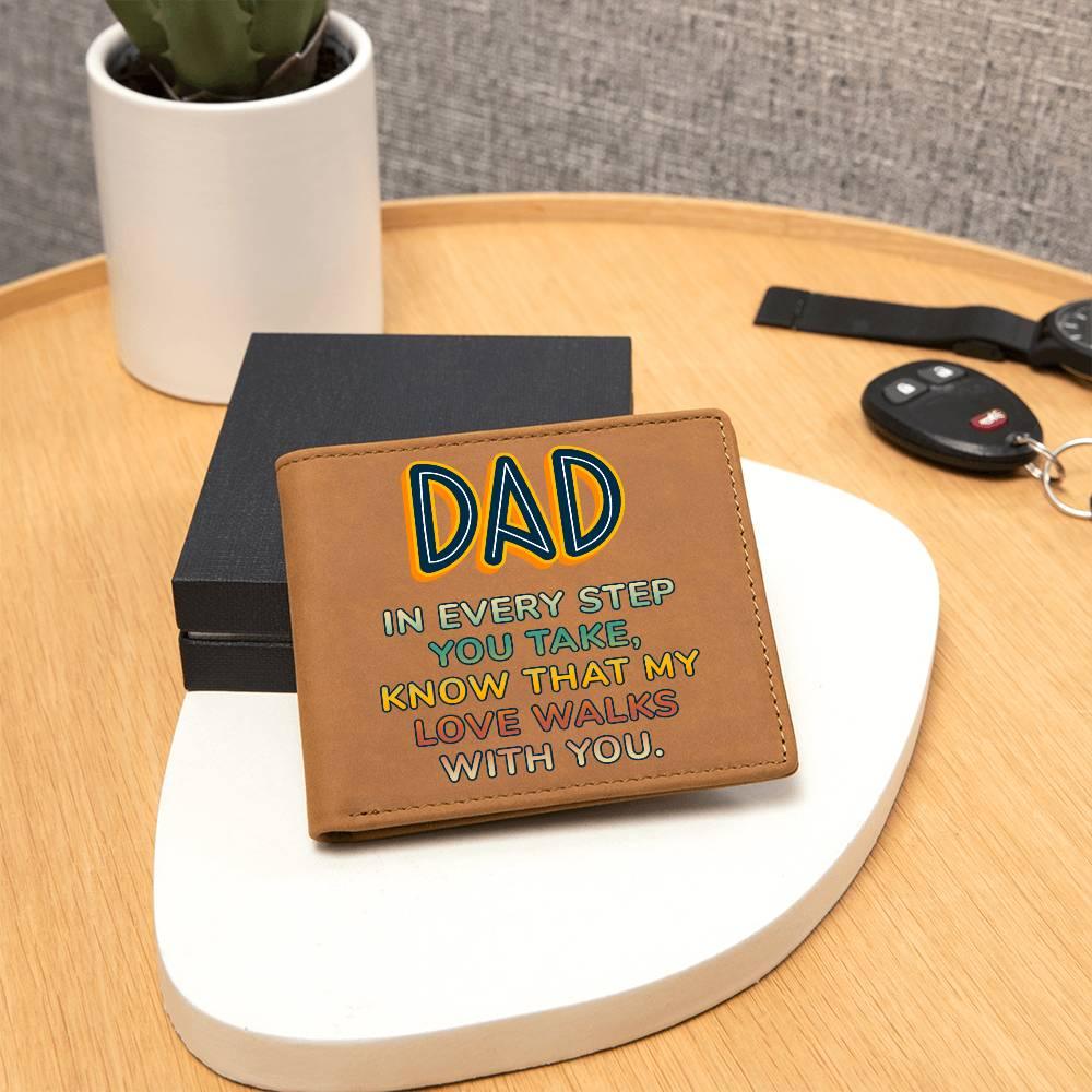 Gift for Dad - In Every Step Love Walks With You Genuine Cowhide Leather Wallet - Mallard Moon Gift Shop