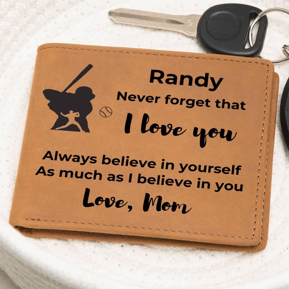 Baseball Custom Printed Believe in Yourself Cowhide Leather Men's Wallet - Mallard Moon Gift Shop