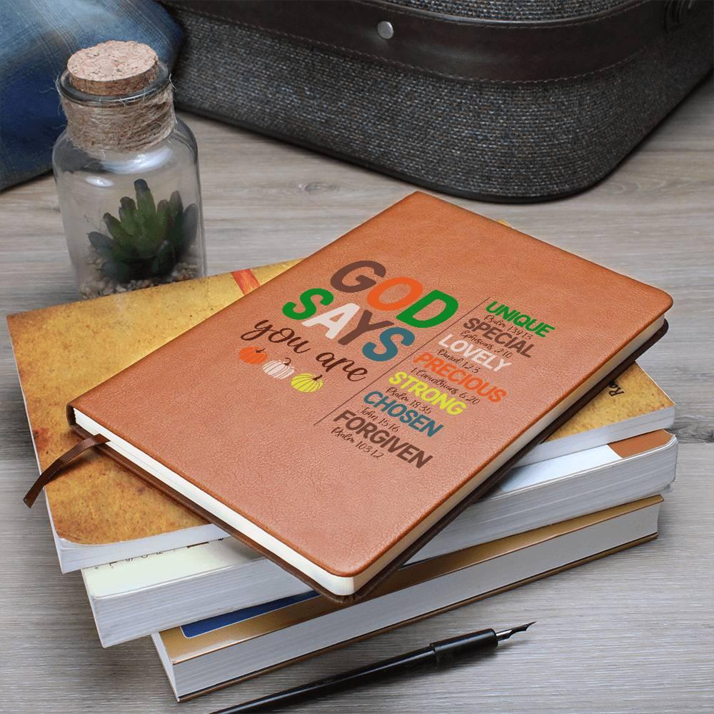 Inspirational Personalized Graphic Journal - God Says You Are Unique - Mallard Moon Gift Shop