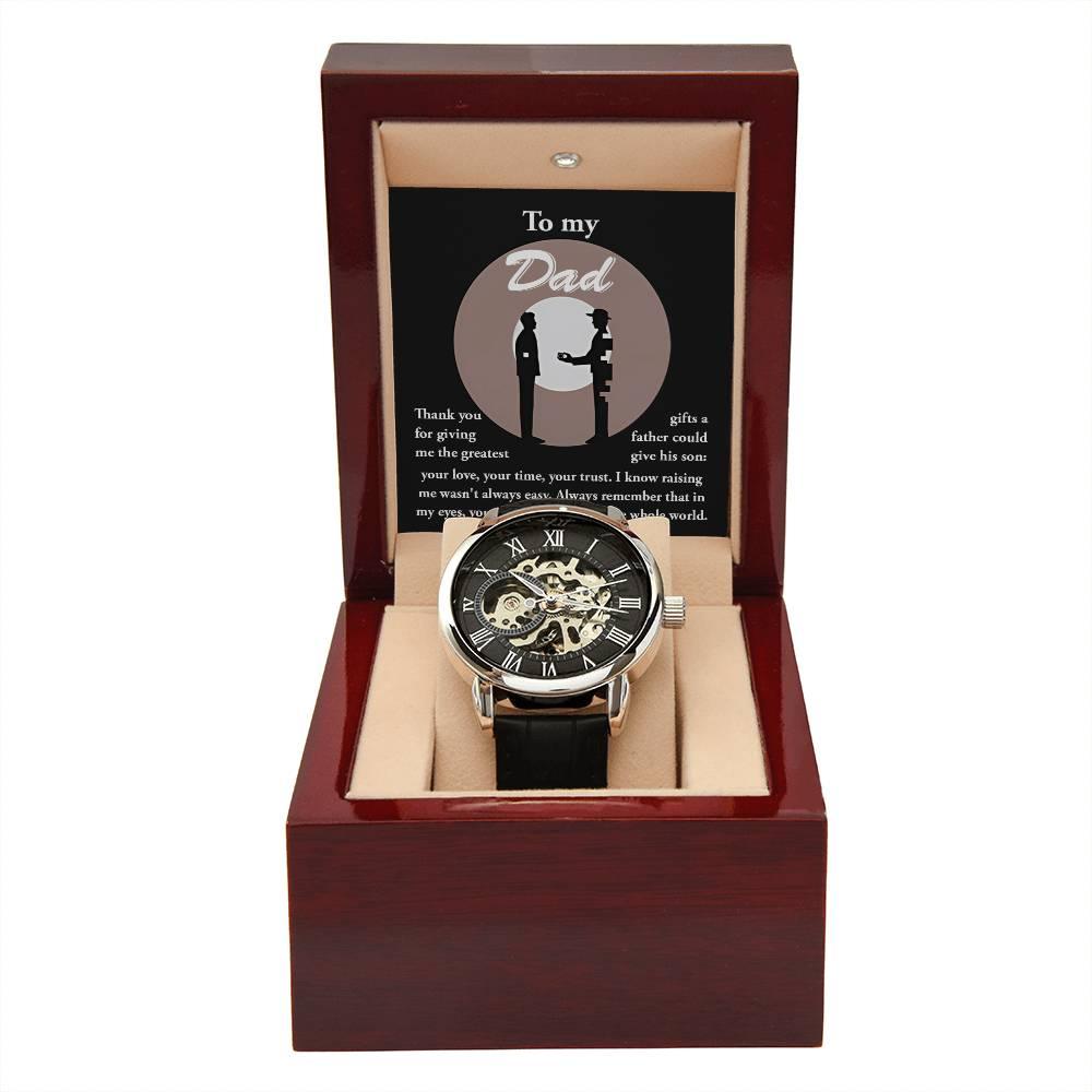 Dad Gift -The Greatest Gifts- Your Love, Time and Trust Men's Openwork Watch with Gift Box - Mallard Moon Gift Shop