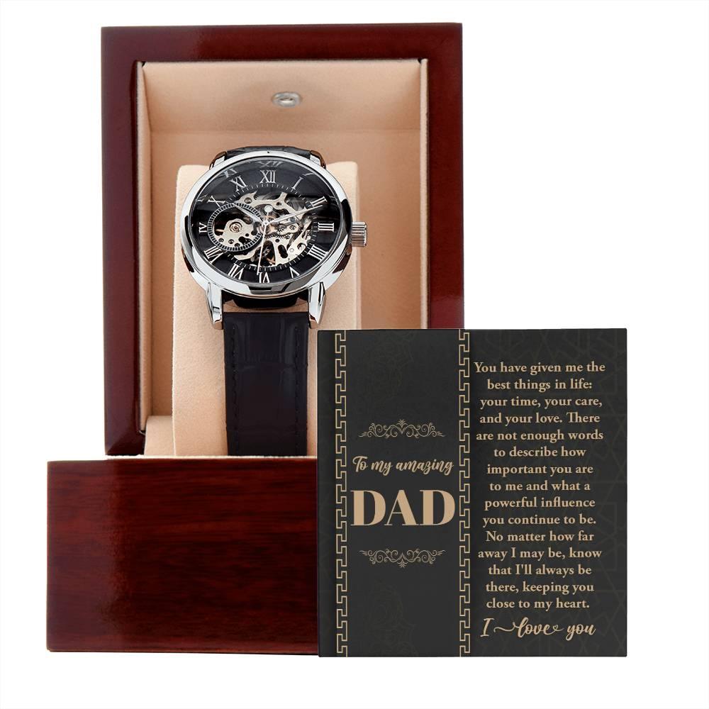 Dad You Have Given Me Your Time, Your Love Men's Openwork Watch with Gift Box - Mallard Moon Gift Shop