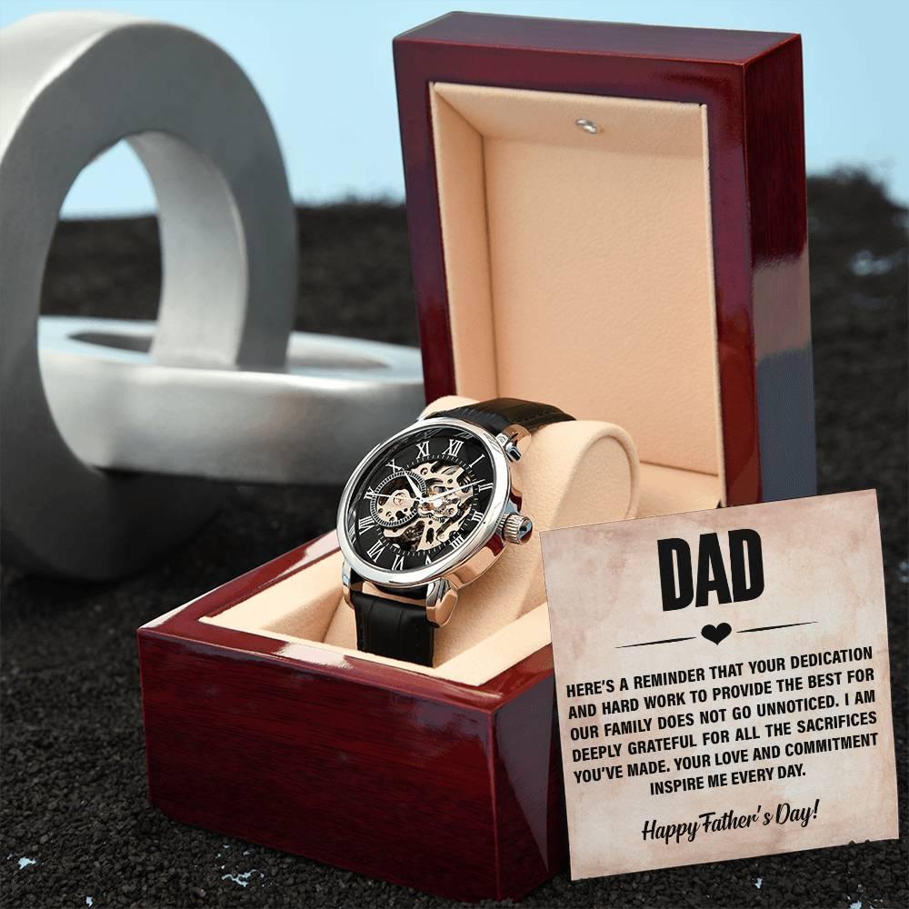 Dad, You Inspire Me - Happy Father’s Day Men's Openwork Watch with Gift Box - Mallard Moon Gift Shop