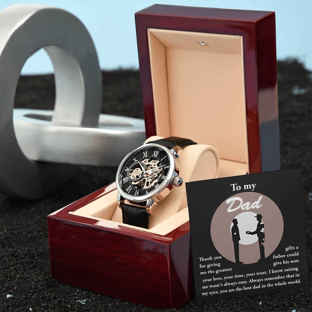 Dad Gift -The Greatest Gifts- Your Love, Time and Trust Men's Openwork Watch with Gift Box - Mallard Moon Gift Shop