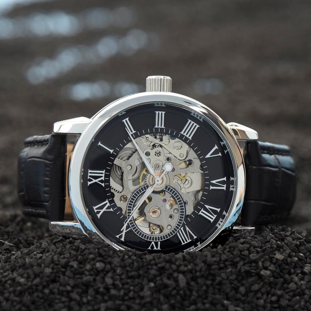 To the Best Father-In-Law My Bonus Dad, My Best Friend Men's Openwork Watch with Gift Box - Mallard Moon Gift Shop