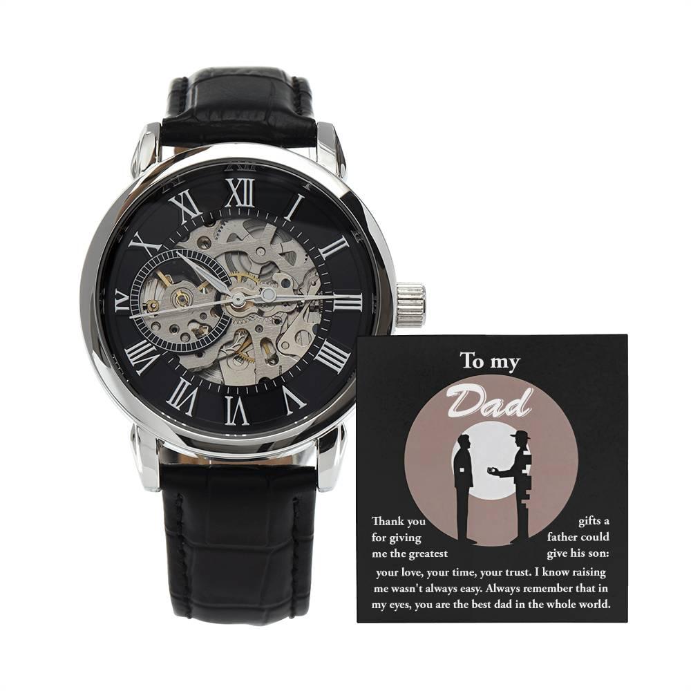 Dad Gift -The Greatest Gifts- Your Love, Time and Trust Men's Openwork Watch with Gift Box - Mallard Moon Gift Shop