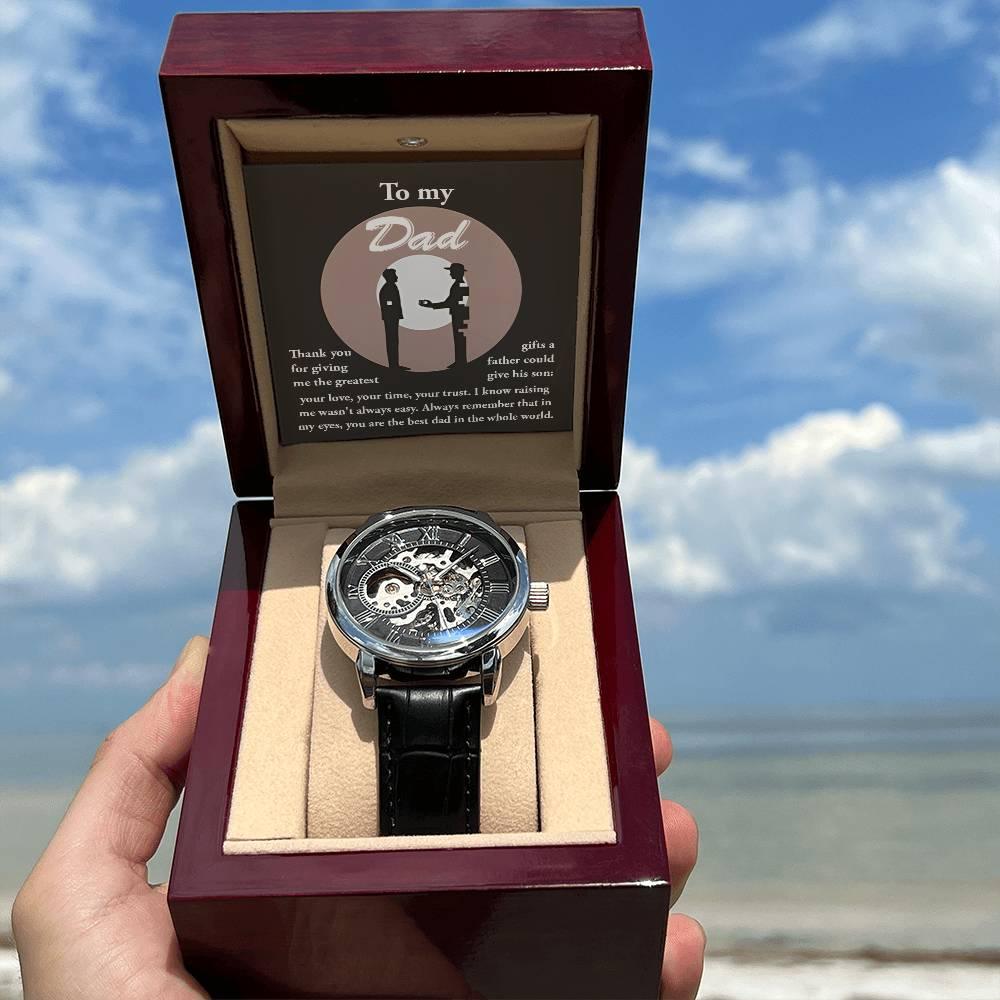 Dad Gift -The Greatest Gifts- Your Love, Time and Trust Men's Openwork Watch with Gift Box - Mallard Moon Gift Shop