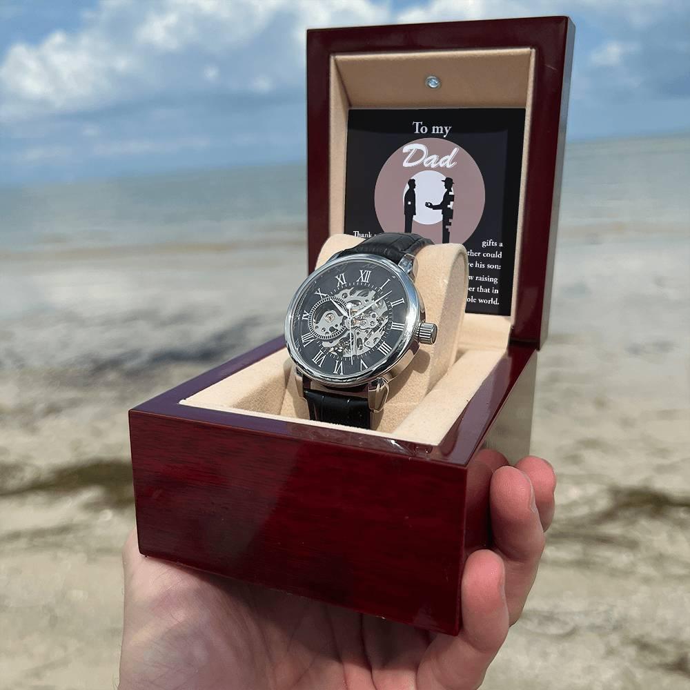 Dad Gift -The Greatest Gifts- Your Love, Time and Trust Men's Openwork Watch with Gift Box - Mallard Moon Gift Shop