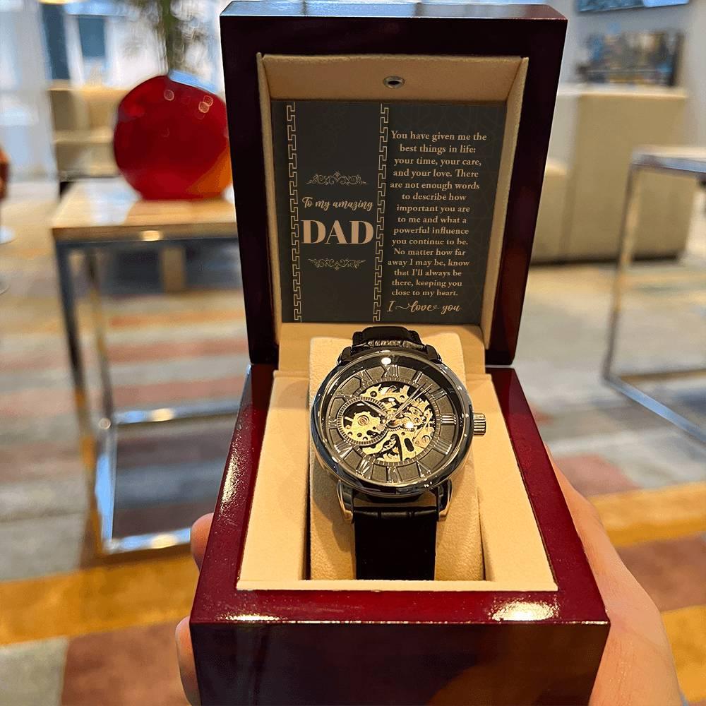 Dad You Have Given Me Your Time, Your Love Men's Openwork Watch with Gift Box - Mallard Moon Gift Shop
