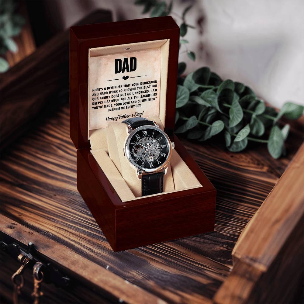 Dad, You Inspire Me - Happy Father’s Day Men's Openwork Watch with Gift Box - Mallard Moon Gift Shop