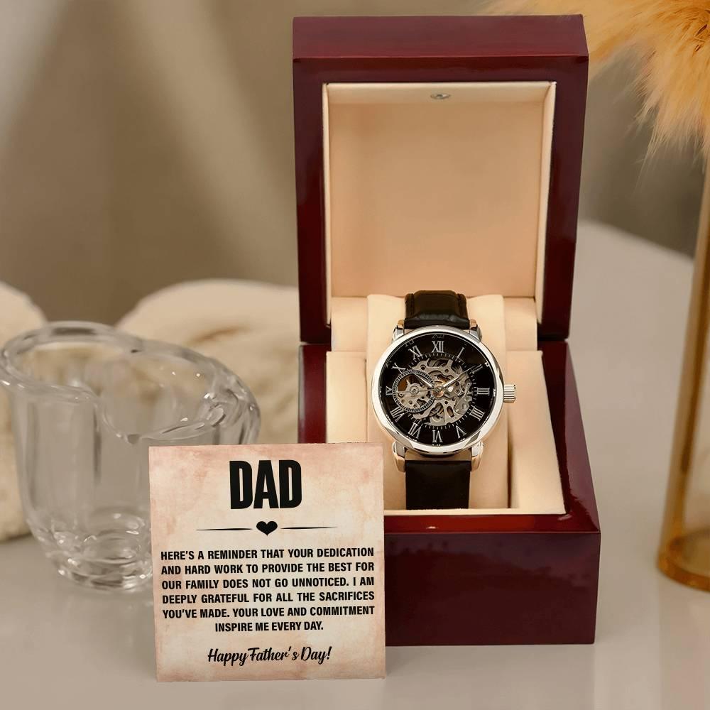 Dad, You Inspire Me - Happy Father’s Day Men's Openwork Watch with Gift Box - Mallard Moon Gift Shop