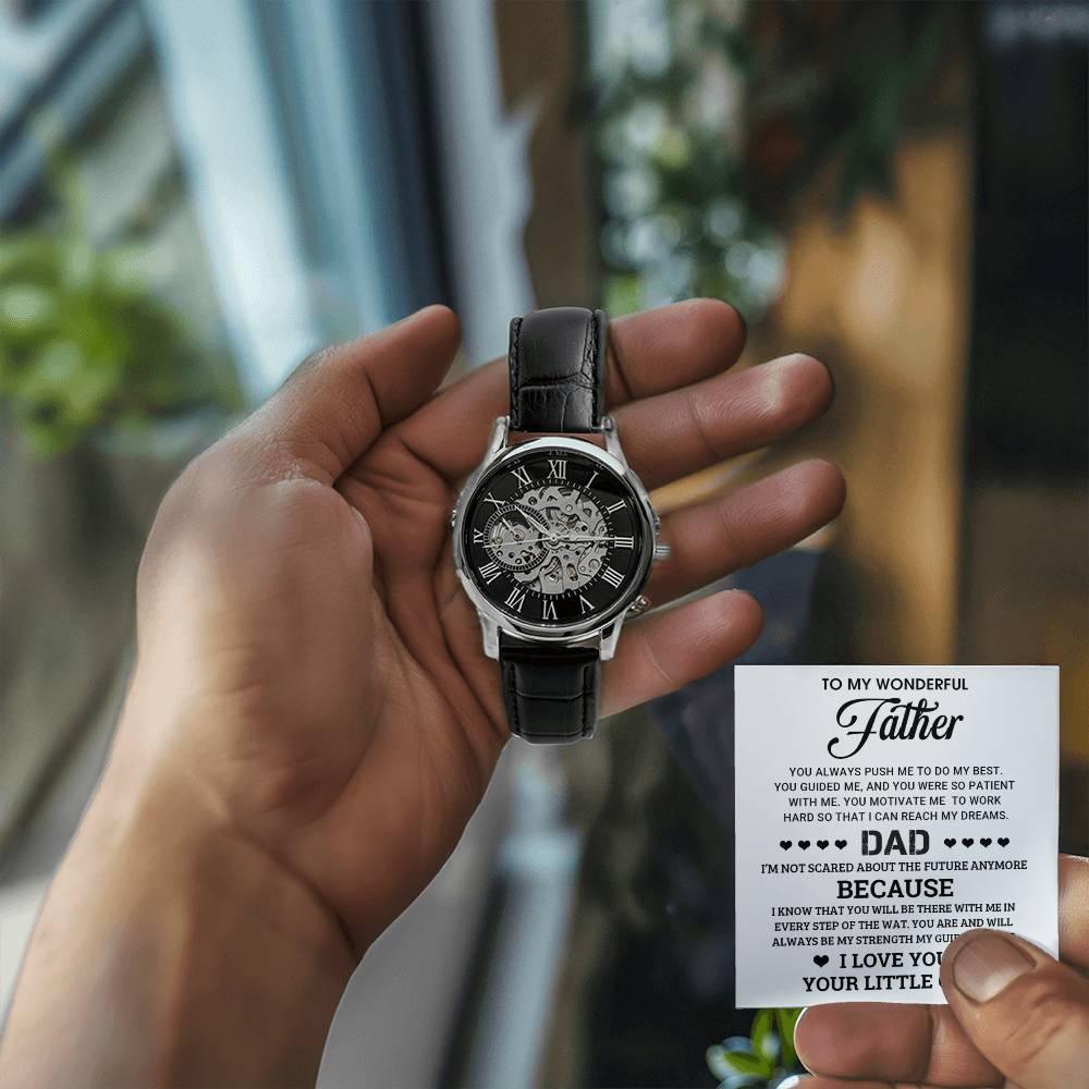 To My Wonderful Father You Are My Guiding Light Men's Openwork Watch with Gift Box - Mallard Moon Gift Shop
