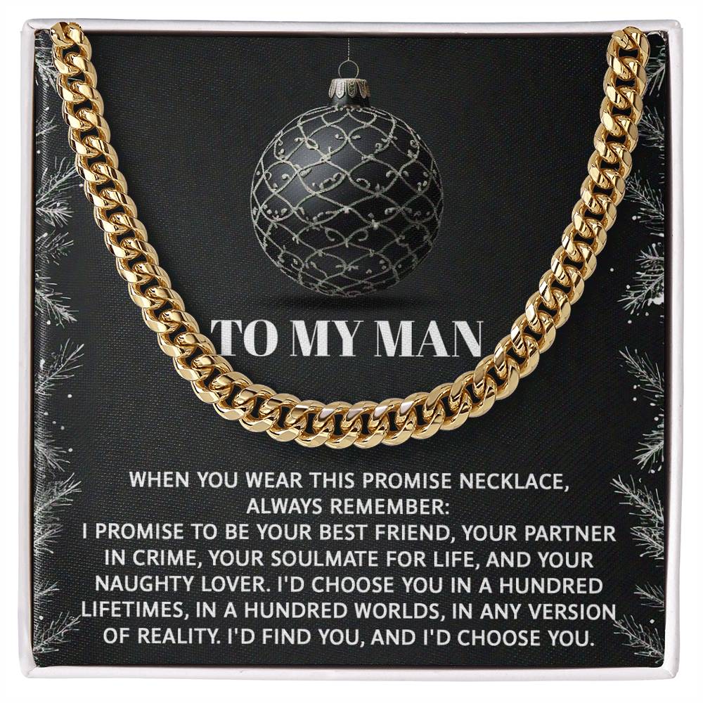 Gift for My Man - Naughty Lover - Cuban Link Chain Necklace - Mallard Moon Gift Shop