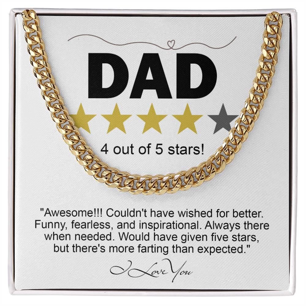 Funny Gift for Dad-Four out of Five Stars Cuban Chain Link Necklace with Gift Box - Mallard Moon Gift Shop
