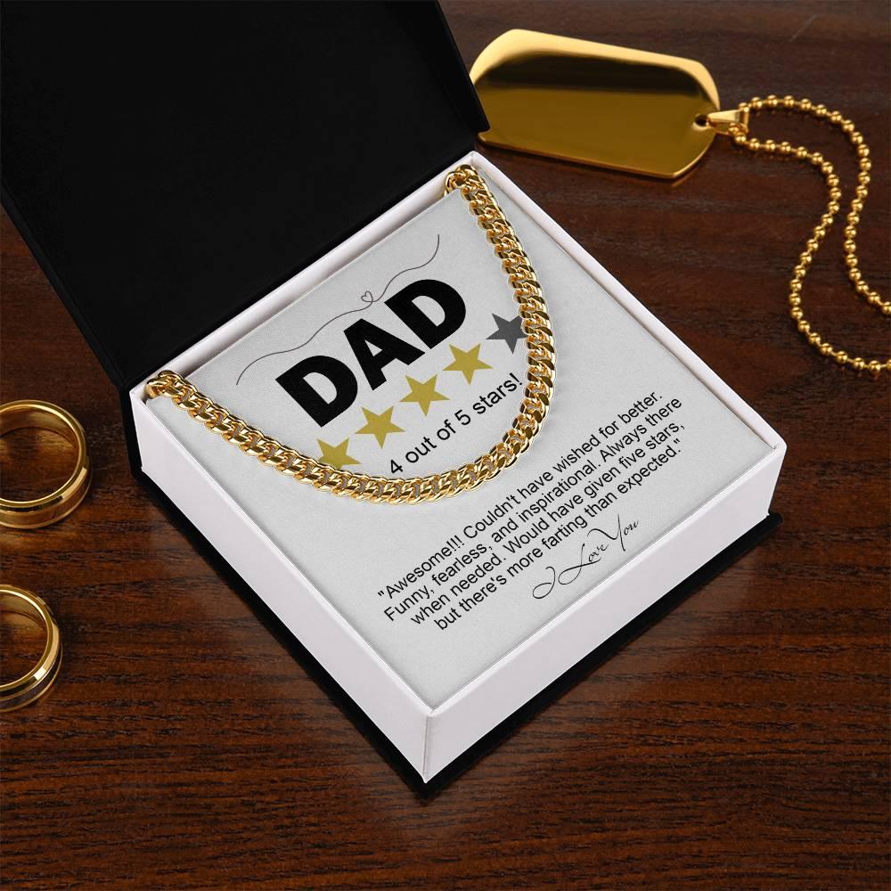 Funny Gift for Dad-Four out of Five Stars Cuban Chain Link Necklace with Gift Box - Mallard Moon Gift Shop