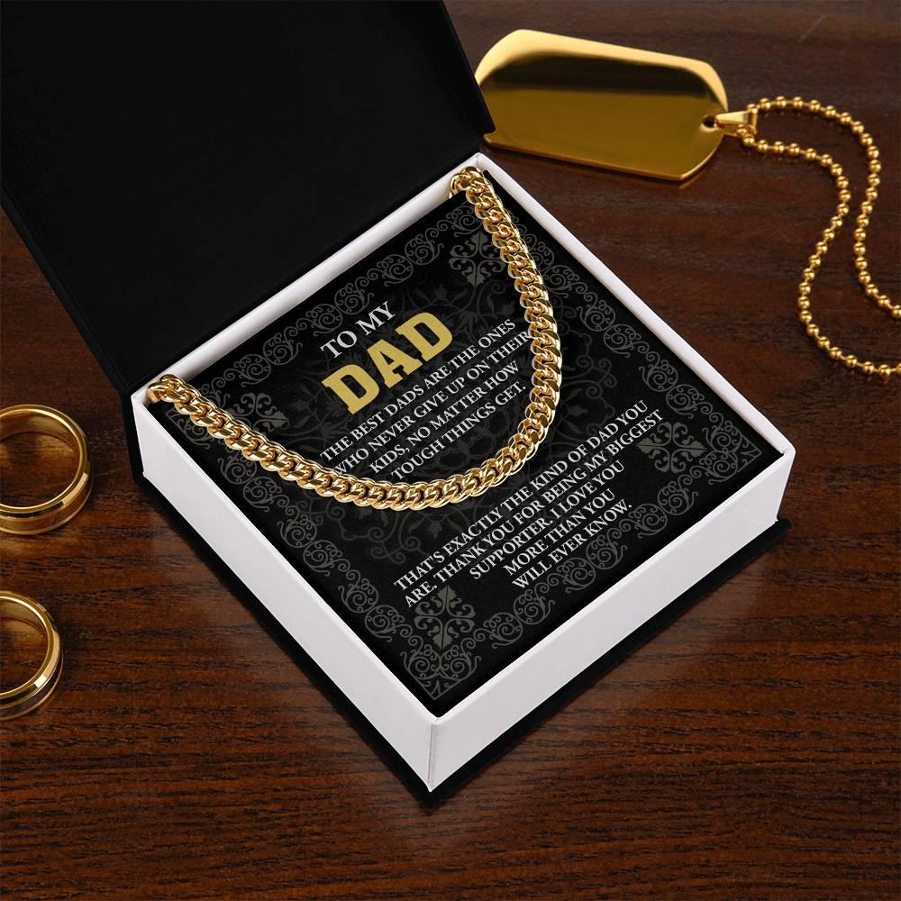 Gift for Dad- Best Kind Of Dad Cuban Chain Link Necklace with Gift Box - Mallard Moon Gift Shop