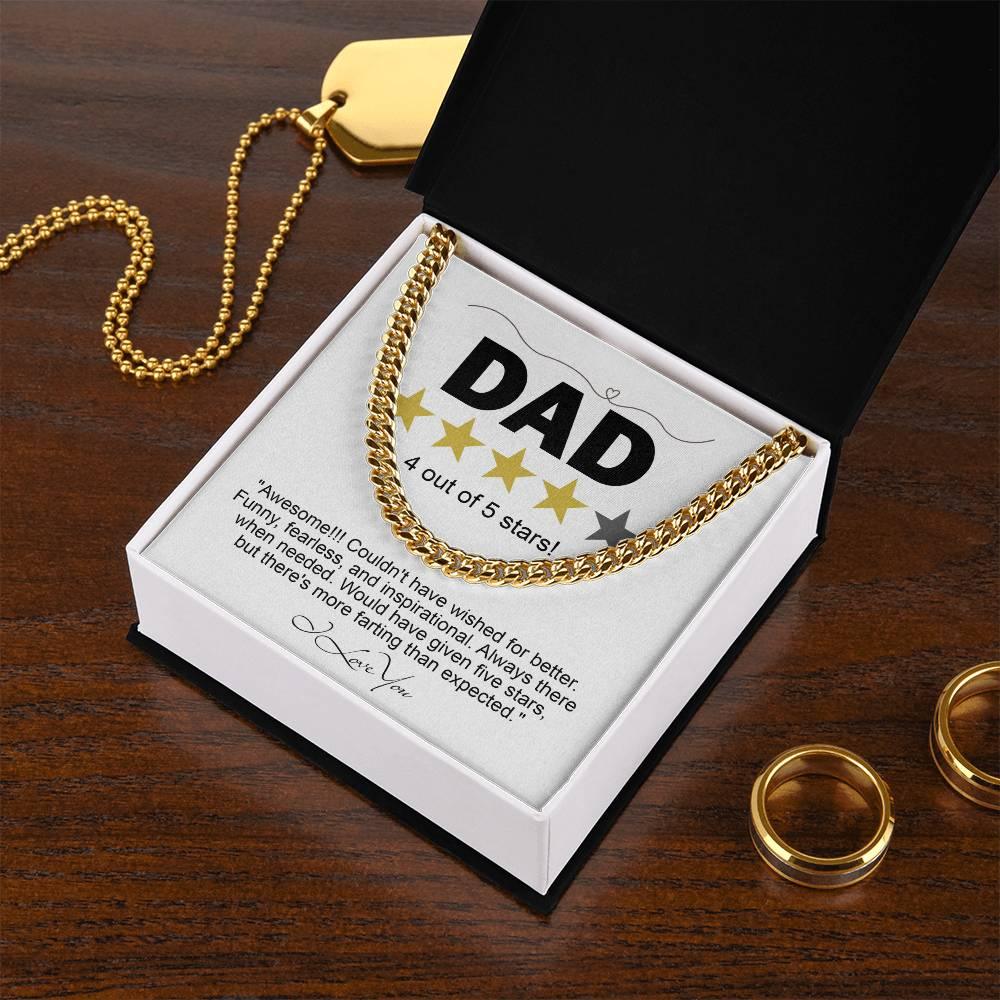 Funny Gift for Dad-Four out of Five Stars Cuban Chain Link Necklace with Gift Box - Mallard Moon Gift Shop