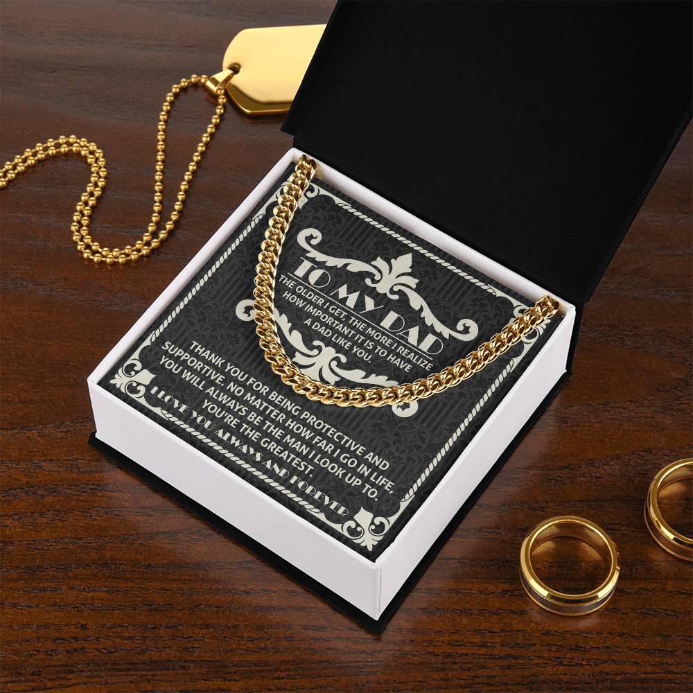 To My Dad You're the Greatest Cuban Chain Link Necklace - Mallard Moon Gift Shop