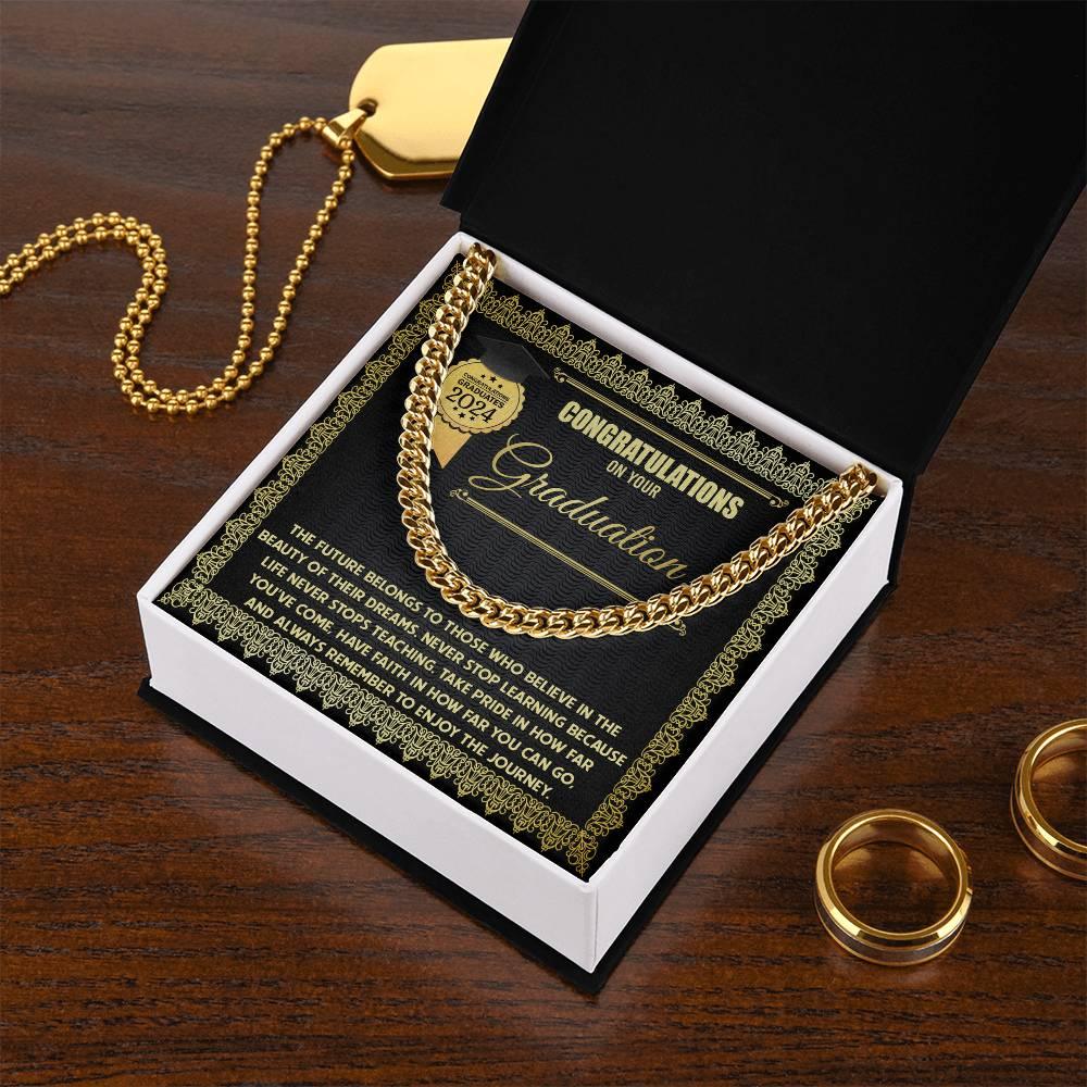 Graduation Gift for Him Take Pride in How Far You Have Come Cuban Chain Link Necklace - Mallard Moon Gift Shop