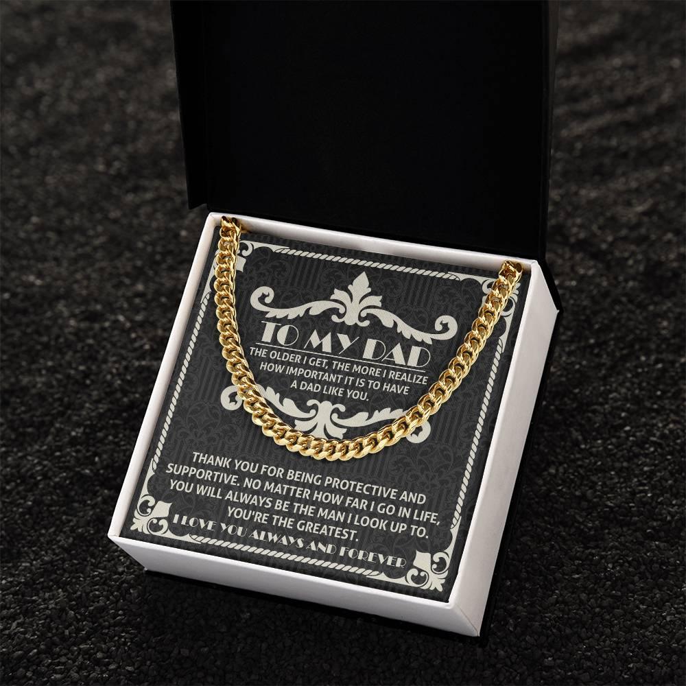 To My Dad You're the Greatest Cuban Chain Link Necklace - Mallard Moon Gift Shop