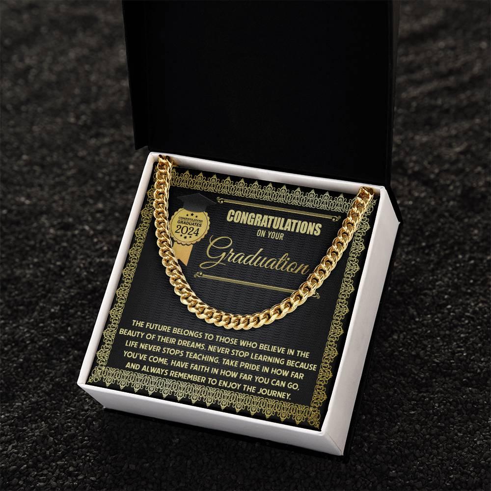 Graduation Gift for Him Take Pride in How Far You Have Come Cuban Chain Link Necklace - Mallard Moon Gift Shop