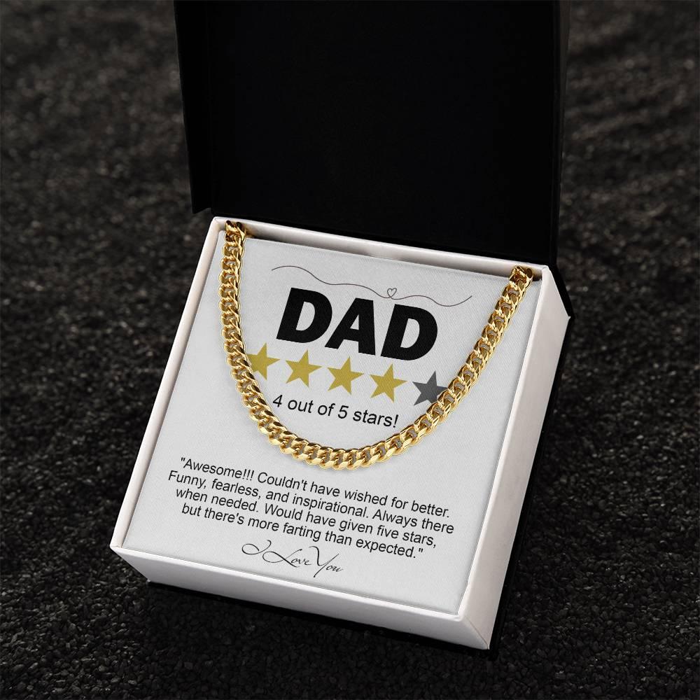 Funny Gift for Dad-Four out of Five Stars Cuban Chain Link Necklace with Gift Box - Mallard Moon Gift Shop