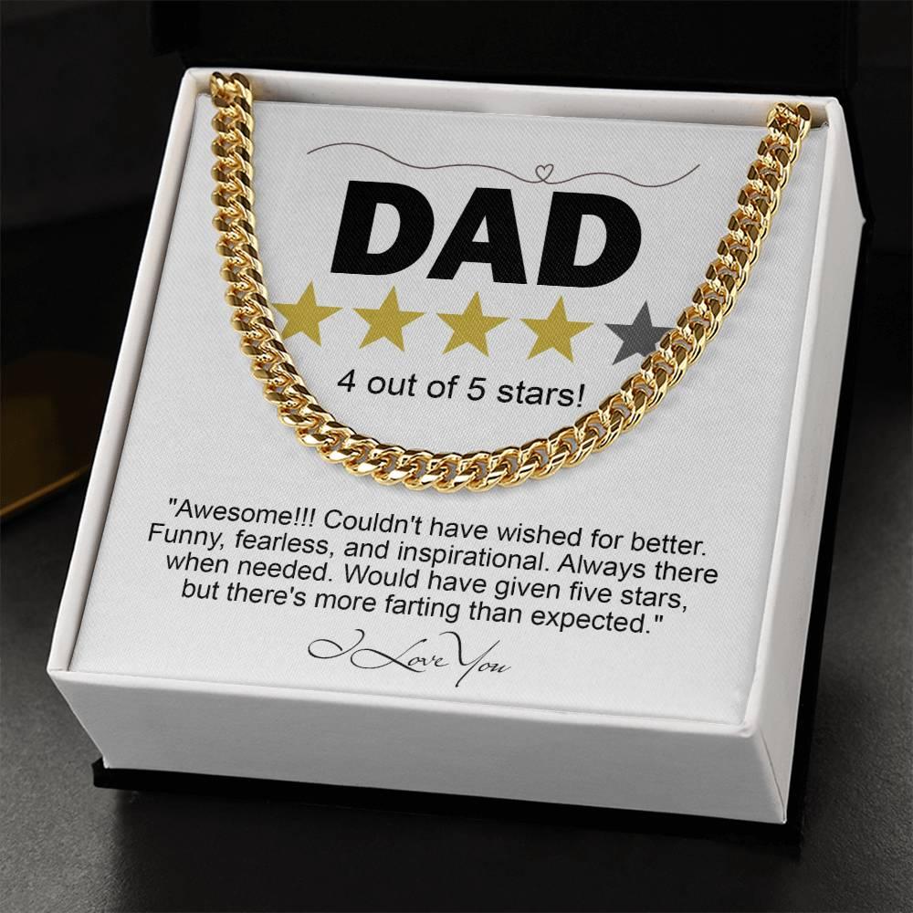 Funny Gift for Dad-Four out of Five Stars Cuban Chain Link Necklace with Gift Box - Mallard Moon Gift Shop