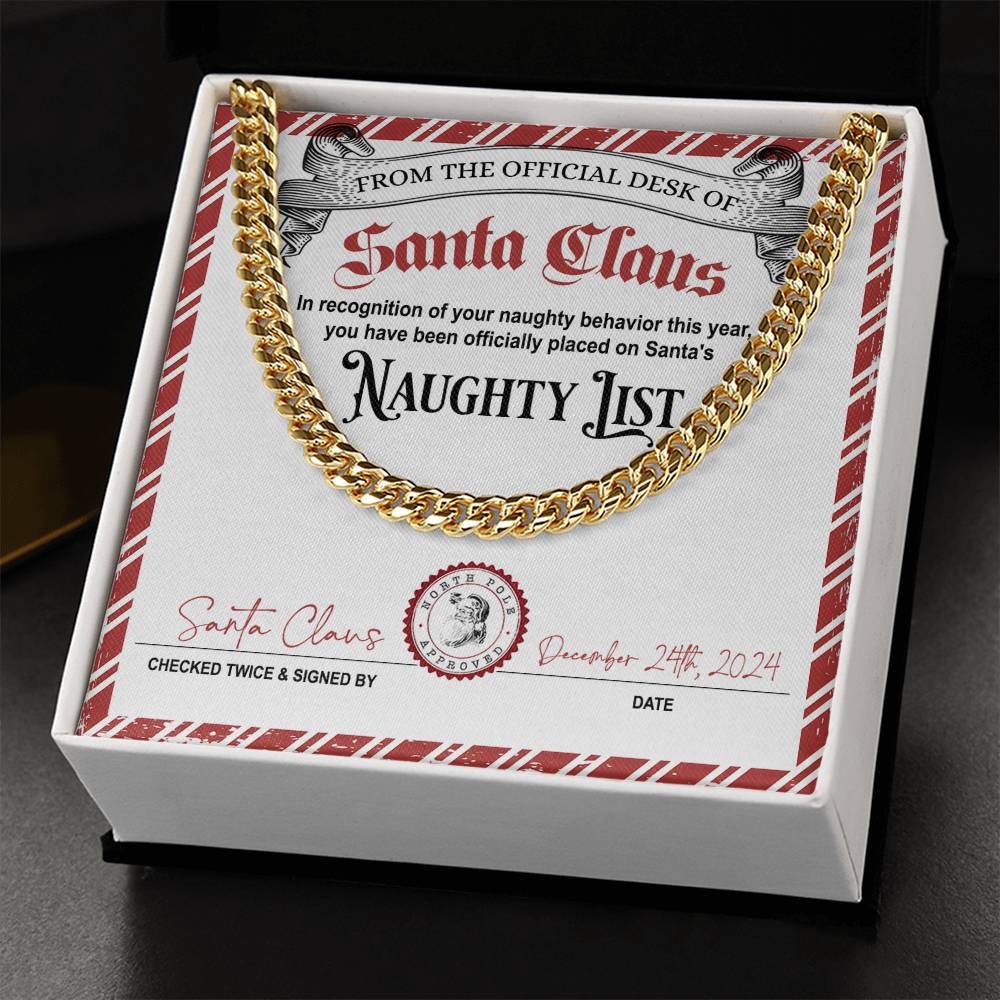 Naughty List Naughty Behavior - Cuban Link Chain Necklace - Mallard Moon Gift Shop