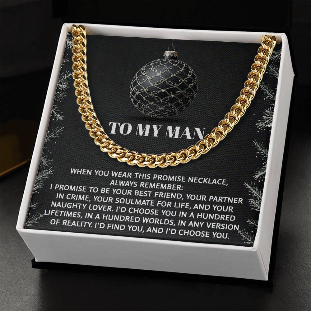 Gift for My Man - Naughty Lover - Cuban Link Chain Necklace - Mallard Moon Gift Shop